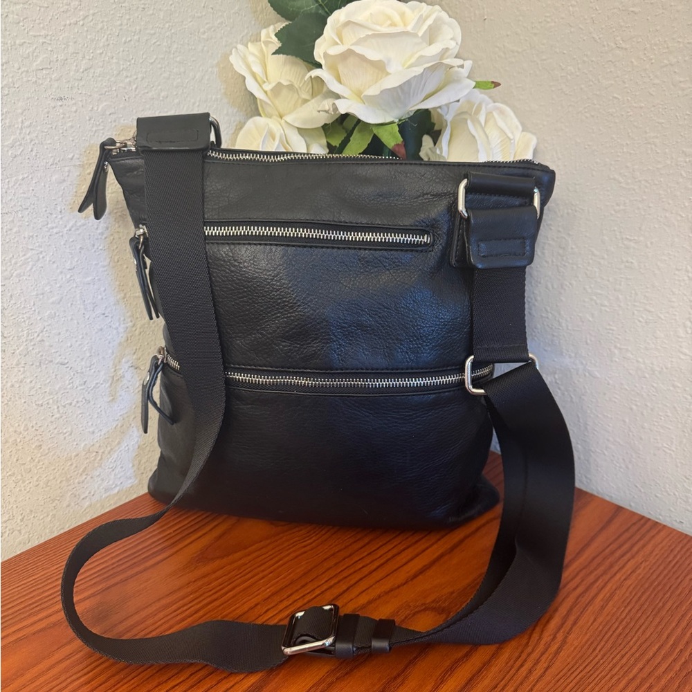 Margot Black Messenger Bag with Adjustable Strap and Minimalist Design